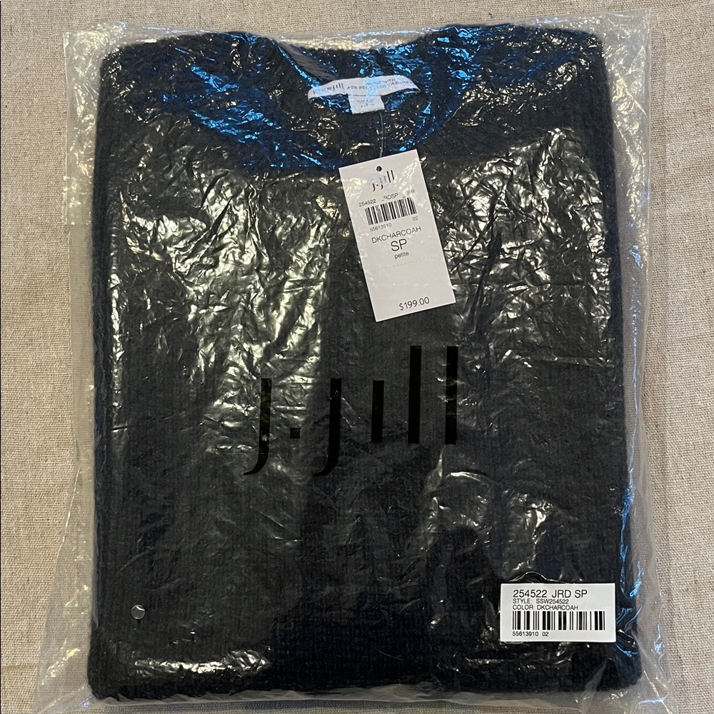 NWT J.Jill PJ Recycled Cashmere–Blend Sweater Vest - Dark Charcoal via Heather - Picture 7 of 8